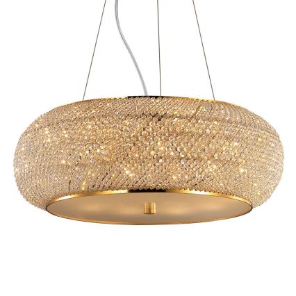 Ideal Lux - Kristallen hanglamp aan een koord PASHA 10xE14/40W/230V diameter 55 cm goud