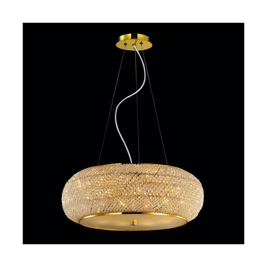 Ideal Lux - Kristallen hanglamp aan een koord PASHA 10xE14/40W/230V diameter 55 cm goud