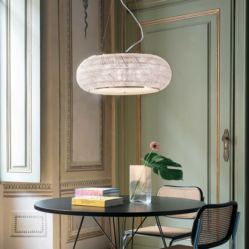 Ideal Lux - Kristallen hanglamp aan een koord PASHA 14xE14/40W/230V diameter 65 cm glanzend chroom