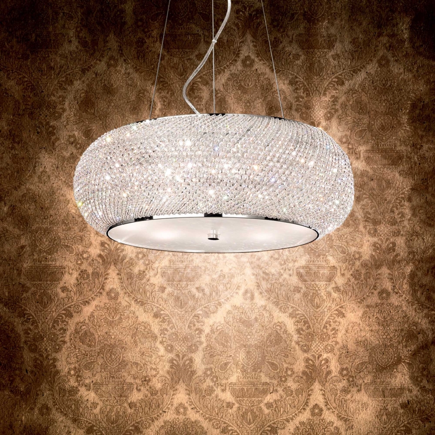 Ideal Lux - Kristallen hanglamp aan een koord PASHA 14xE14/40W/230V diameter 65 cm glanzend chroom