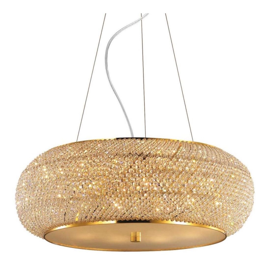 Ideal Lux - Kristallen hanglamp aan een koord PASHA 14xE14/40W/230V diameter 65 cm goud