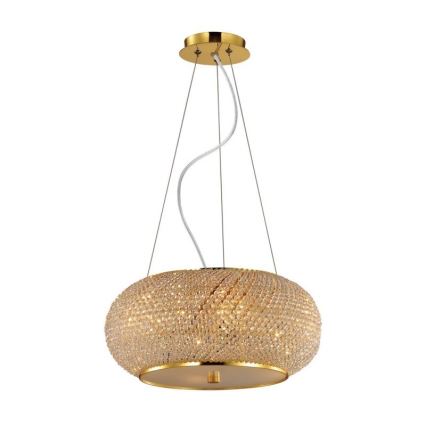 Ideal Lux - Kristallen hanglamp aan een koord PASHA 14xE14/40W/230V diameter 65 cm goud