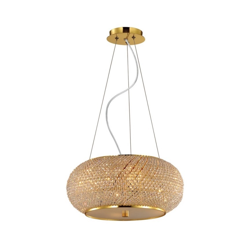 Ideal Lux - Kristallen hanglamp aan een koord PASHA 14xE14/40W/230V diameter 65 cm goud