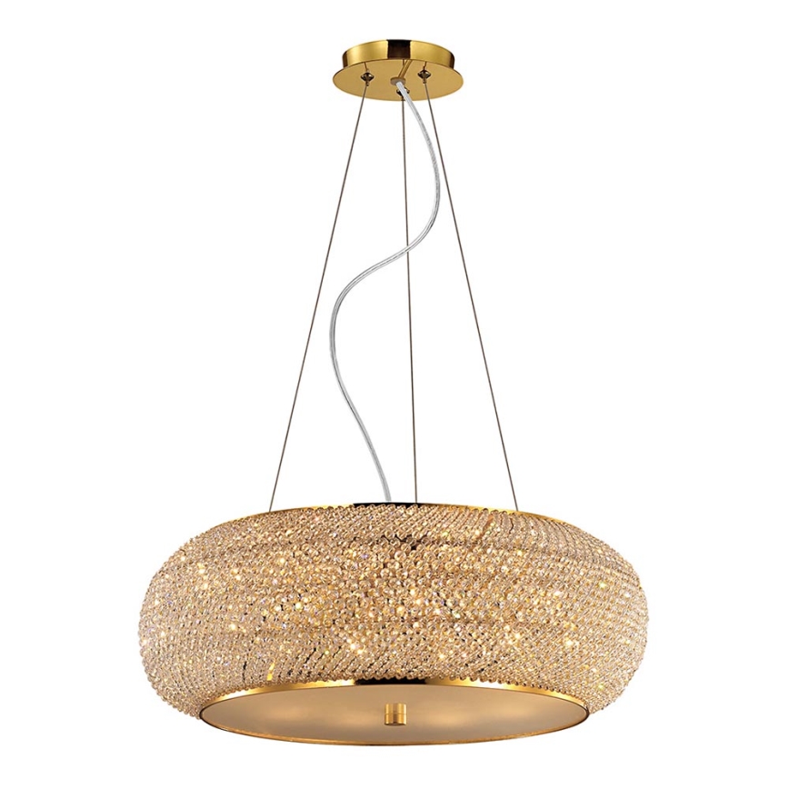 Ideal Lux - Kristallen hanglamp aan een koord PASHA 14xE14/40W/230V diameter 65 cm goud