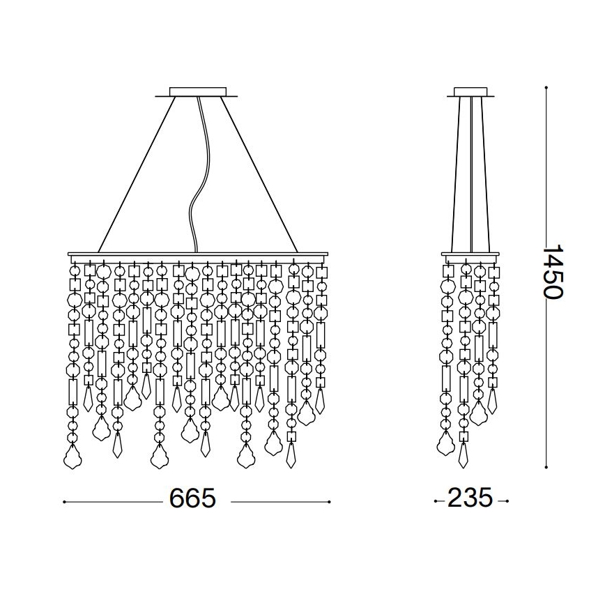 Ideal Lux - Kristallen hanglamp aan een koord RAIN 5xE14/40W/230V doorzichtig