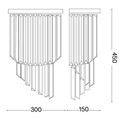 Ideal Lux - Kristallen wandlamp CARLTON 3xE14/40W/230V goud