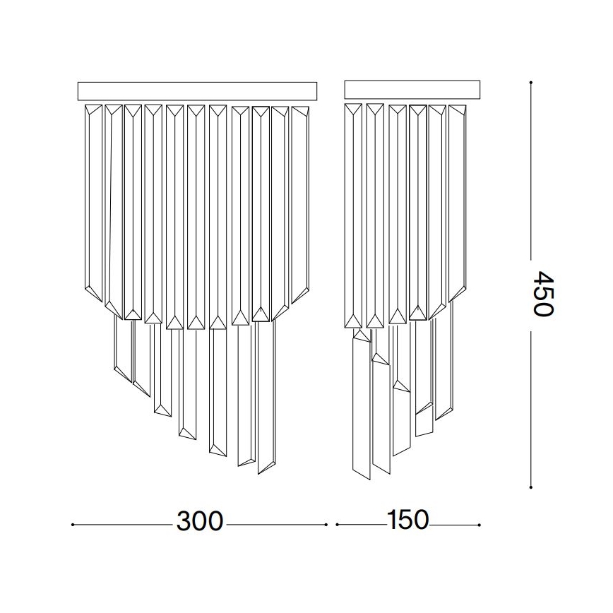 Ideal Lux - Kristallen wandlamp CARLTON 3xE14/40W/230V goud