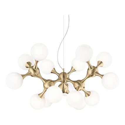 Ideal Lux - Kroonluchter aan kabel NODI, 15x E14/28W/230V, Ø 105 cm, messing/wit