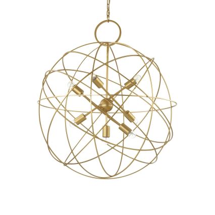 Ideal Lux - Kroonluchter met ketting KONSE 7xE27/60W/230V Ø 80 cm goudkleurig