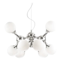 Ideal Lux - Kroonluchter met kabelophanging NODI 9xE14/28W/230V Ø 80 cm glanzend chroom/wit