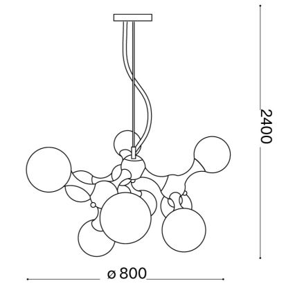 Ideal Lux - Kroonluchter met kabelophanging NODI 9xE14/28W/230V Ø 80 cm glanzend chroom/wit