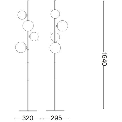 Ideal Lux - Lampadaire LED PERLAGE 4xG9/3W/230V noir/noir fumé