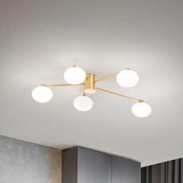 Ideal Lux - LED Bevestigde Hanglamp HERMES 5xG9/3W/230V diameter 90 cm goud