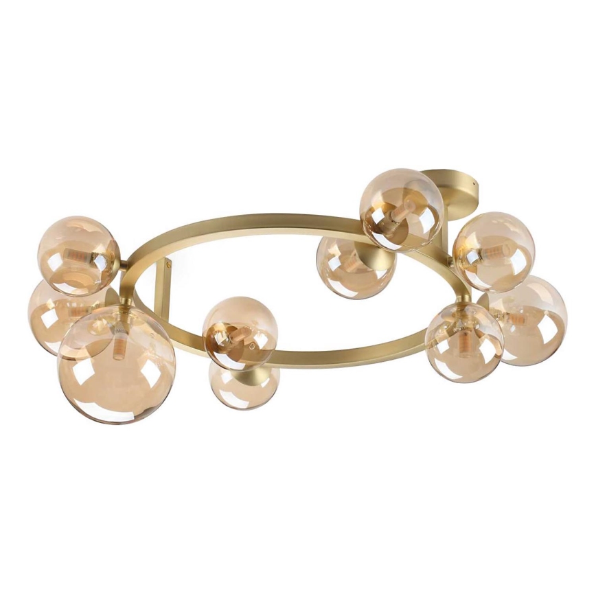 Ideal Lux - LED Bevestigde Hanglamp PERLAGE 10xG9/3W/230V diameter 70 cm goud/gerookt