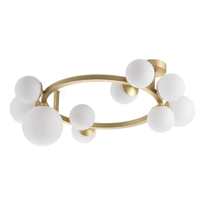 Ideal Lux - LED Bevestigde Hanglamp PERLAGE 10xG9/3W/230V diameter 70 cm goud/wit