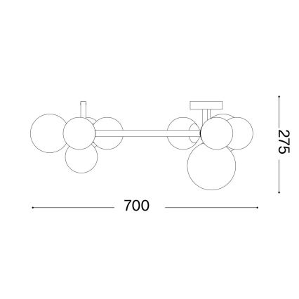 Ideal Lux - LED Bevestigde Hanglamp PERLAGE 10xG9/3W/230V diameter 70 cm goud/wit