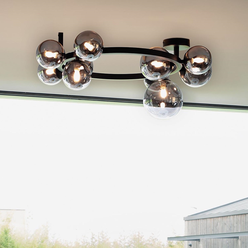 Ideal Lux - LED Bevestigde Hanglamp PERLAGE 10xG9/3W/230V diameter 70 cm zwart/gerookt
