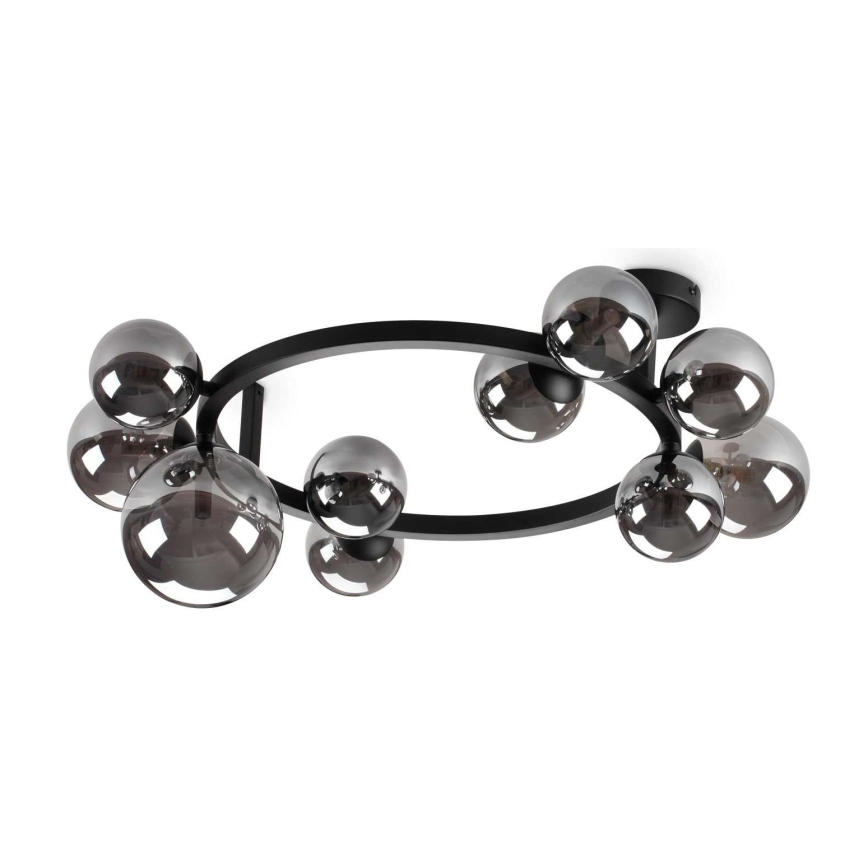 Ideal Lux - LED Bevestigde Hanglamp PERLAGE 10xG9/3W/230V diameter 70 cm zwart/gerookt