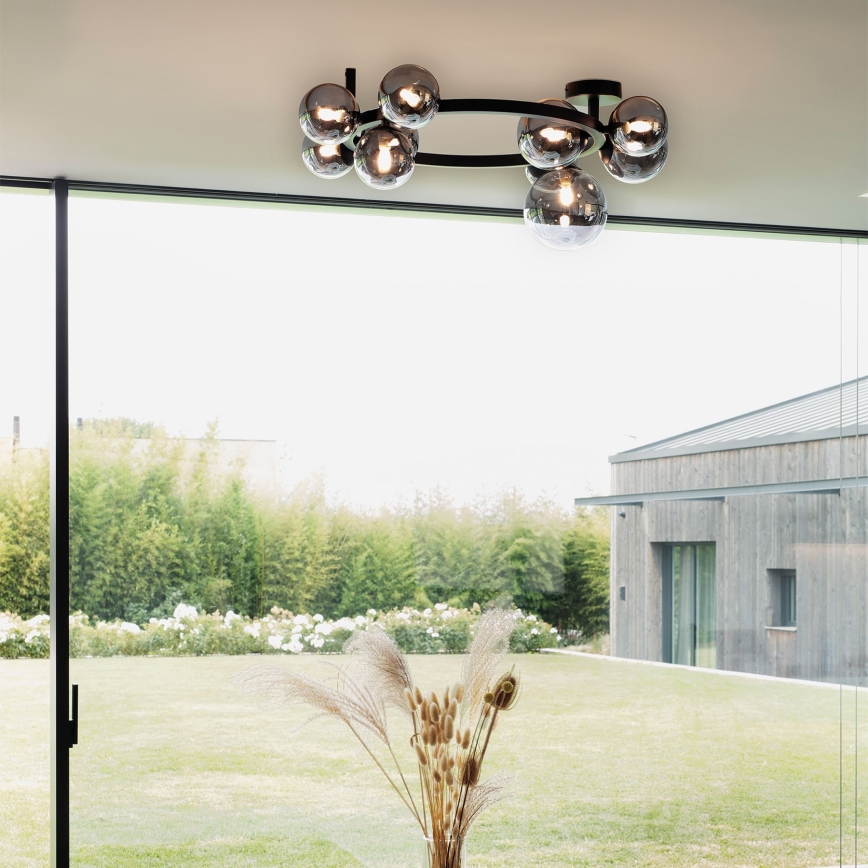 Ideal Lux - LED Bevestigde Hanglamp PERLAGE 10xG9/3W/230V diameter 70 cm zwart/gerookt