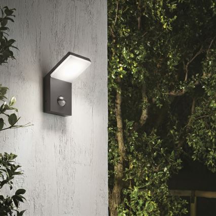 Ideal Lux - LED buitenlamp met sensor STYLE LED/9W/230V 4000K CRI 90 IP54 antraciet