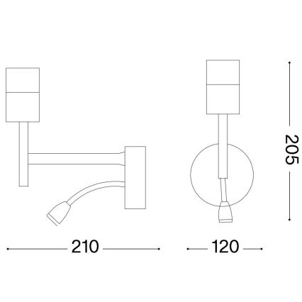 Ideal Lux - LED Flexibel lamp met een houder SET UP 1xE27/42W + LED/3W/230V CRI 90 USB glanzend chroom