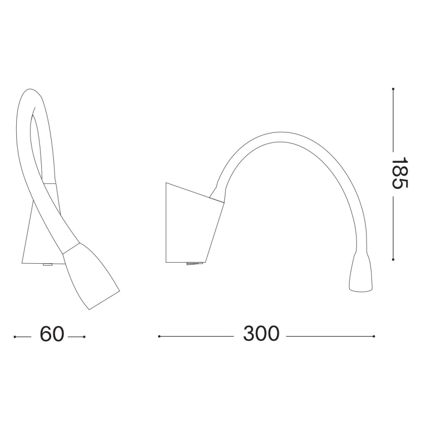 Ideal Lux - LED Flexibel klein lampje GOOSE LED/3W/230V CRI 90 zwart