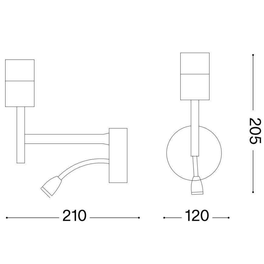 Ideal Lux - LED Flexibel lamp met een houder SET UP 1xE27/42W + LED/3W/230V CRI 90 USB zwart