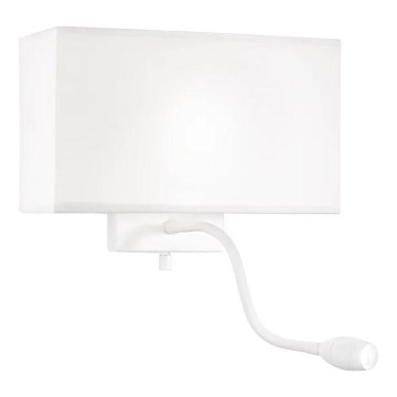 Ideal Lux - LED Flexibele wandlamp HOTEL 1xE27/60W/230V + LED/1,5W wit