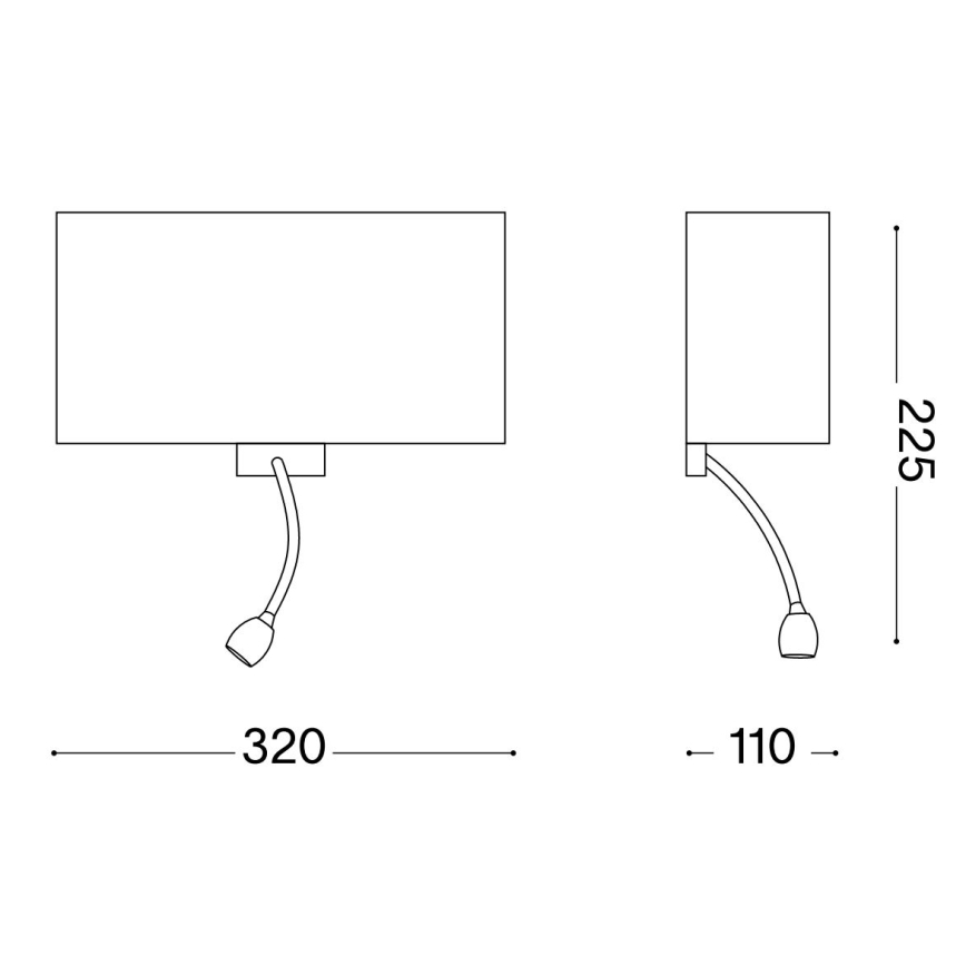 Ideal Lux - LED Flexibele wandlamp HOTEL 1xE27/60W/230V + LED/1,5W wit
