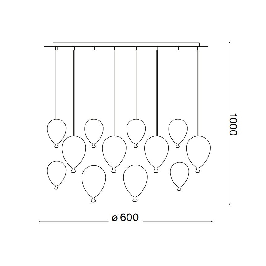 Ideal Lux - LED Hanglamp aan een koord CLOWN 12xG9/3W/230V diameter 60 cm kleurrijk