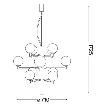 Ideal Lux - LED Hanglamp aan een koord COPERNICO 12xG9/3W/230V diameter 71 cm zwart
