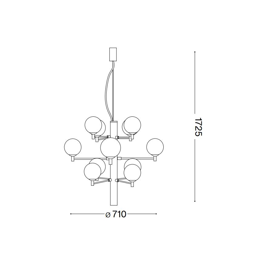 Ideal Lux - LED Hanglamp aan een koord COPERNICO 12xG9/3W/230V diameter 71 cm zwart