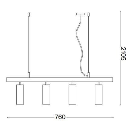 Ideal Lux - LED Hanglamp aan een koord DYNAMITE 4xGU10/7W/230V CRI 90 zwart