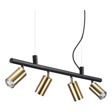 Ideal Lux - LED Hanglamp aan een koord DYNAMITE 4xGU10/7W/230V CRI 90 zwart/messing