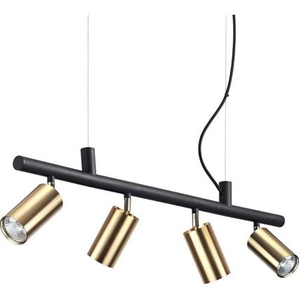Ideal Lux - LED Hanglamp aan een koord DYNAMITE 4xGU10/7W/230V CRI 90 zwart/messing