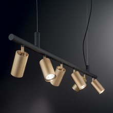 Ideal Lux - LED Hanglamp aan een koord DYNAMITE 6xGU10/7W/230V CRI 90 zwart/messing