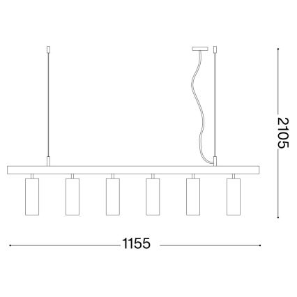 Ideal Lux - LED Hanglamp aan een koord DYNAMITE 6xGU10/7W/230V CRI 90 zwart/messing