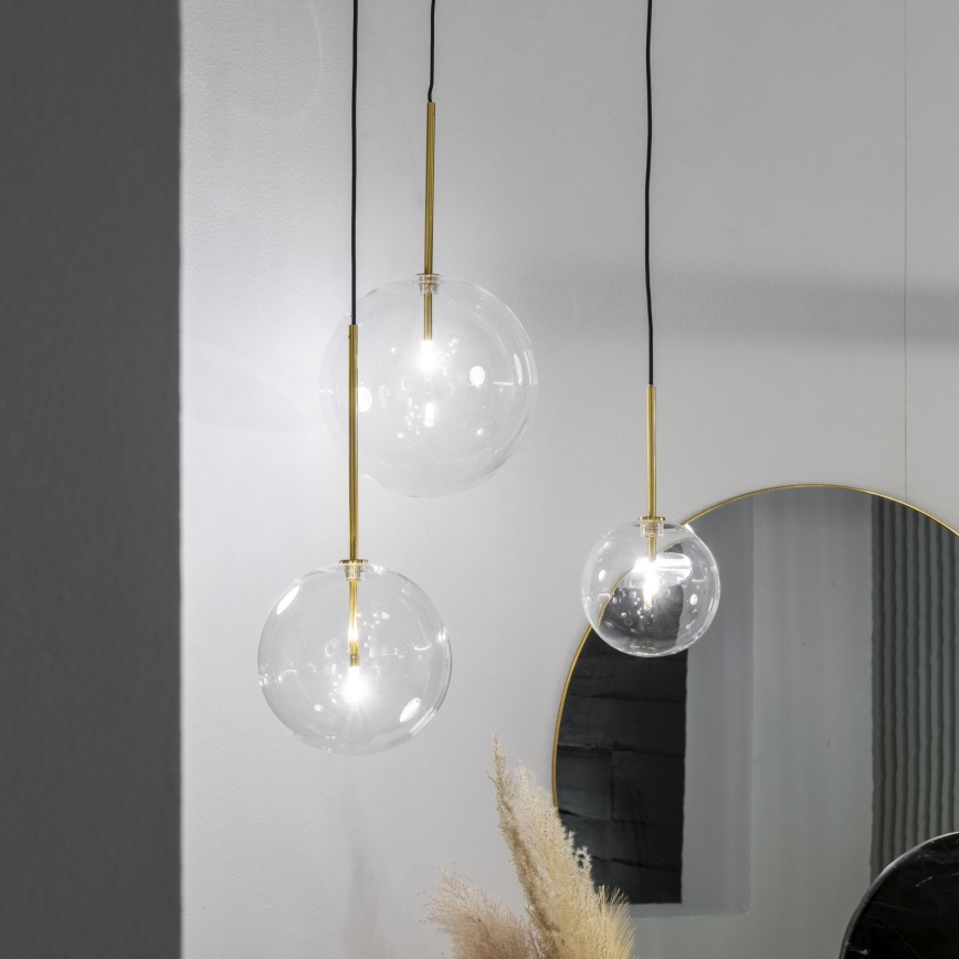 Ideal Lux - LED Hanglamp aan een koord EQUINOXE 1xG4/2W/230V diameter 25 cm messing/doorzichtig
