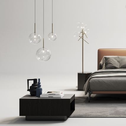 Ideal Lux - LED Hanglamp aan een koord EQUINOXE 1xG4/2W/230V diameter 25 cm messing/doorzichtig