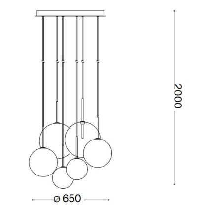 Ideal Lux - LED Hanglamp aan een koord EQUINOXE 6xG4/2W/230V diameter 65 cm glanzend chroom/gerookt