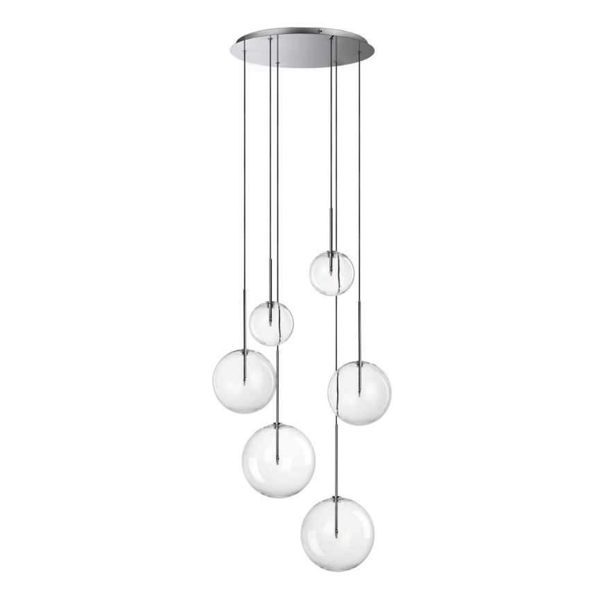 Ideal Lux - LED Hanglamp aan een koord EQUINOXE 6xG4/2W/230V diameter 65 cm glanzend chroom/doorzichtig