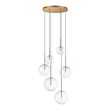 Ideal Lux - LED Hanglamp aan een koord EQUINOXE 6xG4/2W/230V diameter 65 cm messing/doorzichtig