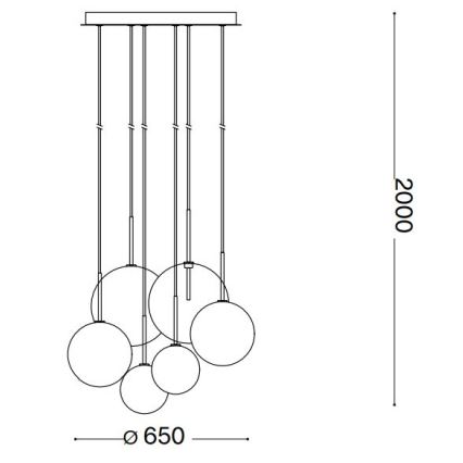 Ideal Lux - LED Hanglamp aan een koord EQUINOXE 6xG4/2W/230V diameter 65 cm messing/gerookt