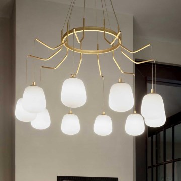 Ideal Lux - LED Hanglamp aan een koord KAROUSEL 10xG9/3W/230V diameter 82,5 cm messing