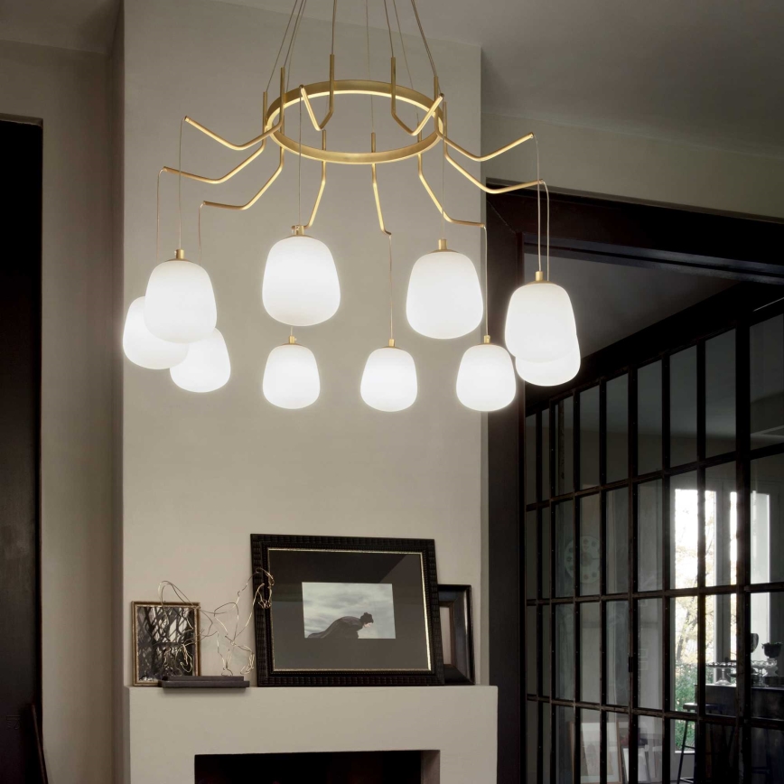 Ideal Lux - LED Hanglamp aan een koord KAROUSEL 10xG9/3W/230V diameter 82,5 cm messing