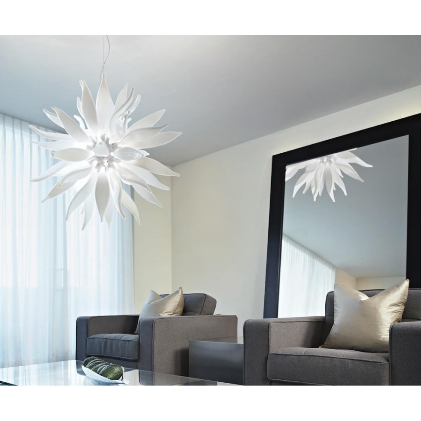 Ideal Lux - LED Hanglamp aan een koord LEAVES 12xG9/3W/230V diameter 80 cm wit