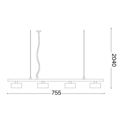 Ideal Lux - LED Hanglamp aan een koord MINOR 4xGX53/9W/230V 75,5 cm zwart