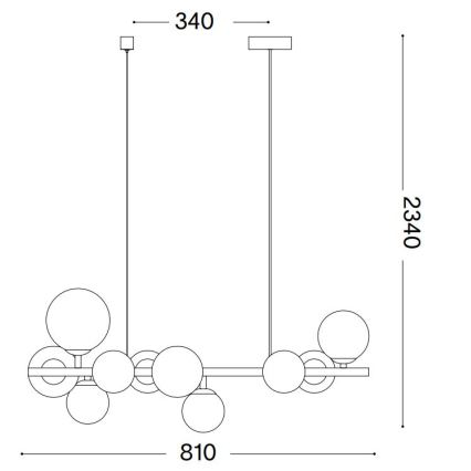 Ideal Lux - LED Hanglamp aan een koord PERLAGE 10xG9/3W/230V 81 cm goud/wit