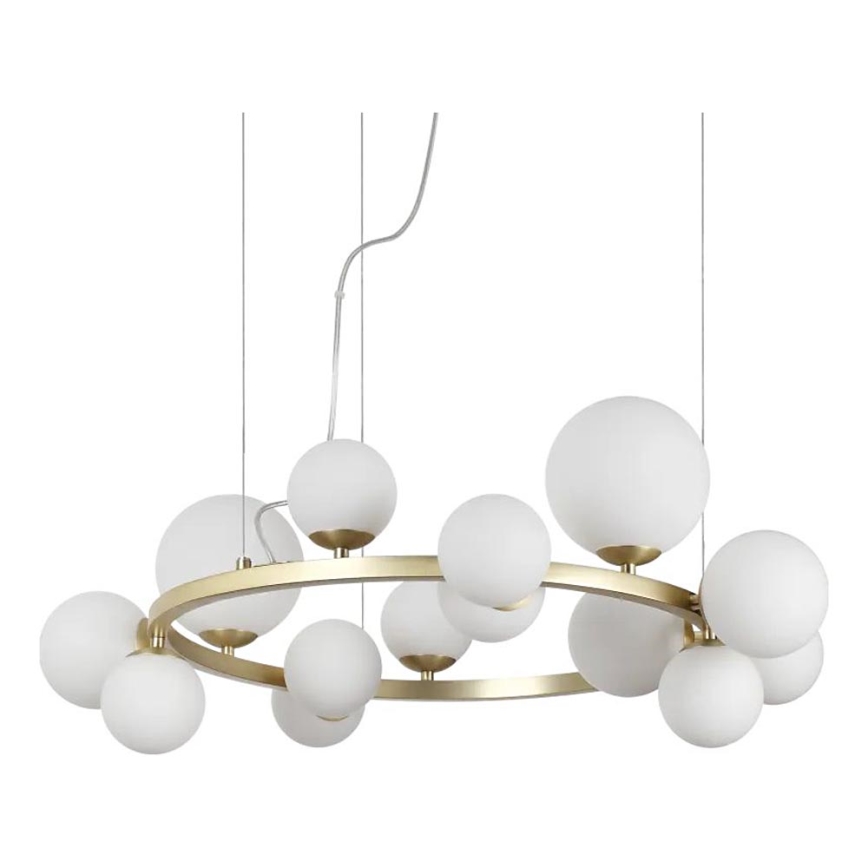 Ideal Lux - LED Hanglamp aan een koord PERLAGE 14xG9/3W/230V diameter 85 cm goud/wit