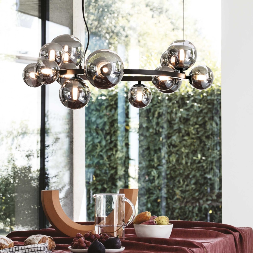 Ideal Lux - LED Hanglamp aan een koord PERLAGE 14xG9/3W/230V diameter 85 cm zwart/gerookt